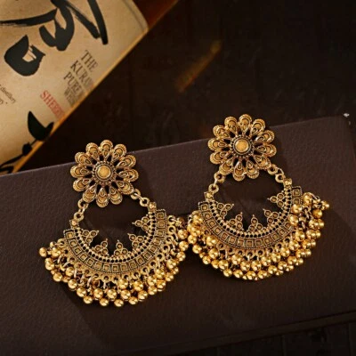 $5.48 • Buy Vintage Ethnic Gold Peacock Handmade Indian Jhumka Earrings Jewelry For Women