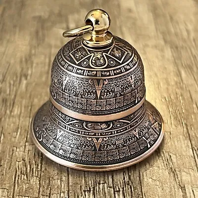 Handcrafted Aztec / Mayan Calendar Motorcycle Bell / Custom Made From Coins! • $99