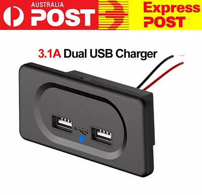 Car Fast Charger Socket Power Dual USB Port 15-38W PD+QC3.0 Waterproof 12/24V RV • $11.69