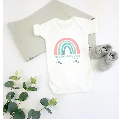 Personalised Pale Rainbow Baby Vest Special Unisex Baby Outfit Gift New Baby • £7.99