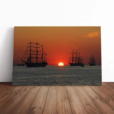 Sailing Ship Sunset Canvas Wall Art Print Framed Picture Home Decor Living Room • £24.95