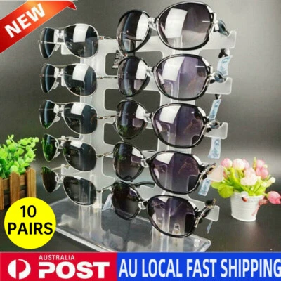 $16.90 • Buy Two Row Sunglasses Rack 10 Pairs Glasses Holder Display Stand Transparent