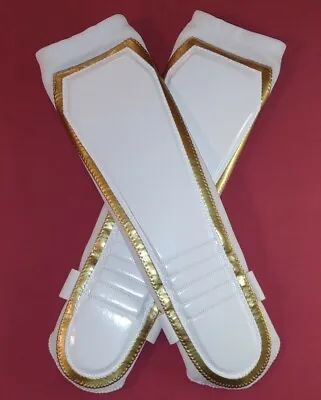 $79.99 • Buy ⭐⭐⭐⭐⭐ Pro Wrestling KICKPADS White With Gold Outline - Gear TRUNKS KNEEPADS New