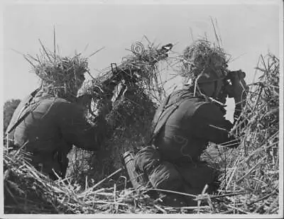 German Infantry Machine Gun & Camouflage Training During World War Old Photo • $9