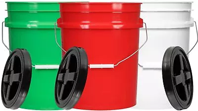 5 Gallon Food Grade Plastic Bucket With Screw On Air Tight Lid( Pack Of 3) • $59.77