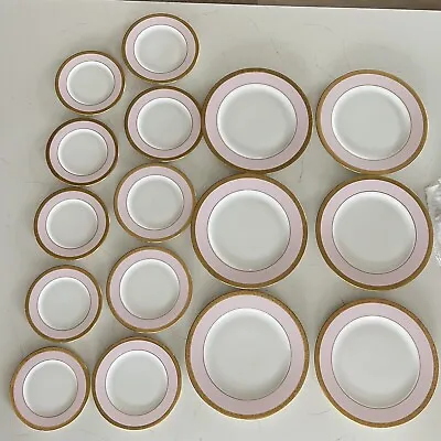 Vintage MARY KAY Fine China Pink Gold 16pc Dinner Salad Bread Plates Dishes • $150