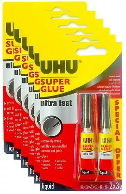 4-12 X Uhu Super Glue Adhesive Extra Strong Ultra Fast - 3g Tube ( Win Packs) • £6.99