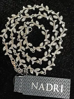 $25 • Buy NADRI Crystal Silver Tone Leaf Necklace NORDSTOM Original Tag $128 MSRP