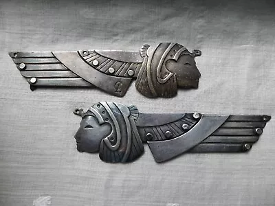 Antique Vintage Car Auto Emblem Hood Ornament Pair Egyptian Pharoah Indian CL • $175