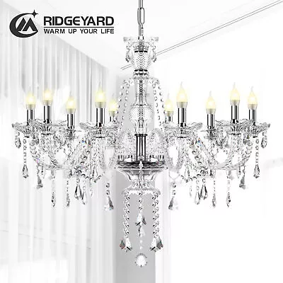 Modern Crystal Chandelier 10 Arms Pendant Light Home Wedding Clear Ceiling Decor • $115.99