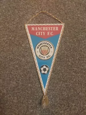 Rare Vintage Manchester City 1960s Small Pennant With Club Crest And Football • £12