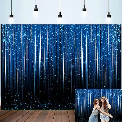 Blue Glitter Backdrop For Photography Black And Blue Bokeh Sequin Spots Birth... • $20.82