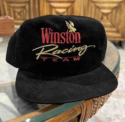 Vintage NASCAR Winston Racing Team Black Snapback Hat Cap Embroidered Racing • $23.98