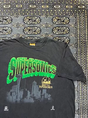 Vtg Seattle Supersonics Space Needle Nutmeg Mills Graphic Shirt Size XL • $99.99