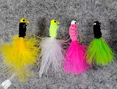 (Lot Of 12) Kingfisher Crappie Jigs 1/16oz Chenille Body Marabou Feather CRAPPIE • $8.99