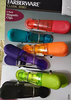 Farberware Colorful 6 Piece Magnetic Bag Clip Set • $10