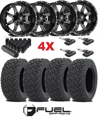 Fuel Maverick Black Milled Wheels Rims Tires 285 55 20 Gripper At F-250 F-350 • $2595