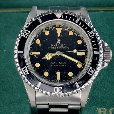 RARE 1966 Rolex All Original Full Set Submariner 5513 Glossy Gilt Dial SERVICED • $36500