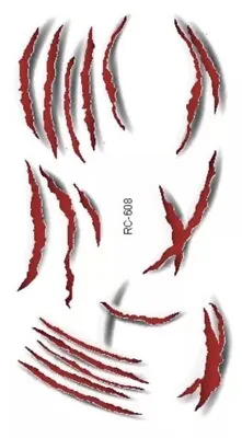 Fake Scratch Wound Blood Scar Temporary Tattoo Transfers Tear Werewolf  Rip Open • £2.99