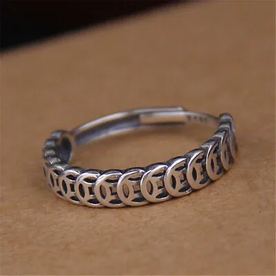 Real Solid 925 Sterling Silver Band Men Women Lucky Coin Ring Us:6-9 • £13.23