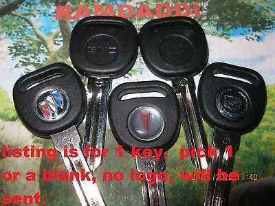 $19.95 • Buy 1 GM Ignition Key Cadillac Chevy Buick Or GMC Logo Transponder Chip Circle+ Plus
