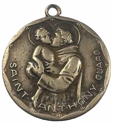 Vintage Catholic St Anthony St Christopher Bronze Tone Religious  Medal • $9.99