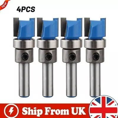 £7.99 • Buy 4x Router Bits Template Cutter 1/4  Shank Straight Woodwork Wood Flush Trim Kit