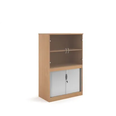 Systems Combination Unit With Tambour Doors And Glass Upper Doors 1600mm High Wi • £681.36