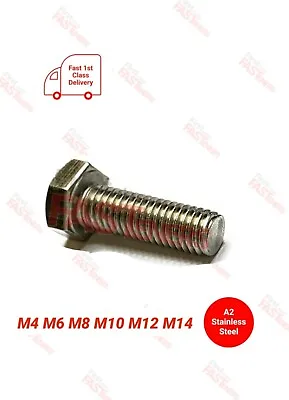 M4 M6 M8 M10 M12 M14 Stainless Steel A2 (304) Hex Set Screw Bolt Thread Din 933 • £2.60