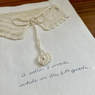 1959 Vintage Crochet Collar From Child’s Remembrance Keepsake Book Granny Core • $14