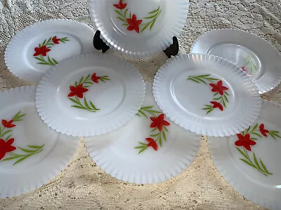 Eight Depression Glass MacBeth Evans Monax PETALWARE FLORETTE 8  Salad Plates • $29