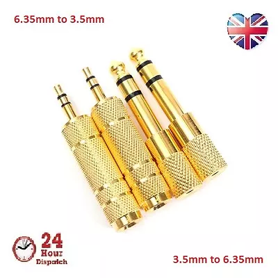 £3.89 • Buy 4pcs Gold 3.5mm Jack Socket To 6.5mm Mini Headphone Adaptor Plug Audio Convert 