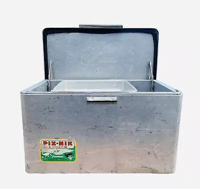 Vintage Cronstroms Pik Nik Aluminum Metal Cooler Ice Chest Camping Original Tray • $75