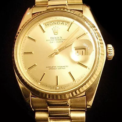 Mens Rolex Day-Date President Solid 18K Yellow Gold Watch Champagne Dial 1803 • $15599.98