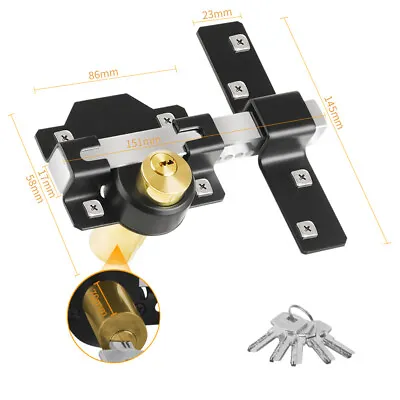 Gate Lock Garage Garden Security D/Long Throw Bolt 50mm / 70mm Lock Both Sides • £18.99