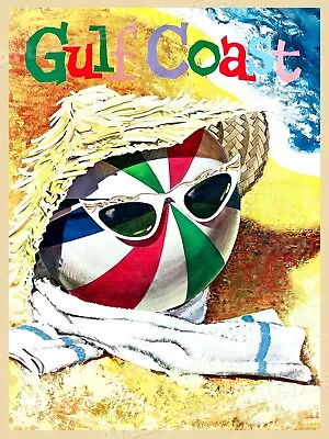 1960s Gulf Coast Beach Vintage Style Travel Poster - 18x24 • $13.95