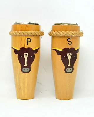 Vintage Pair Of Conga Drums With Cow Faces Salt And Pepper Shakers 5 In Tall • $8.99