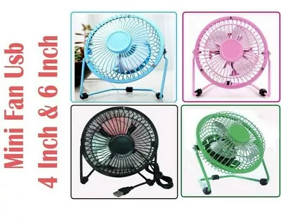 Metal Desk Fan Mini USB 6  4  Small Quiet Personal Cooler Portable Table Size UK • £5.99