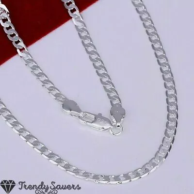 4mm Solid 925 Sterling Silver Filled Men Women's Curb Chain Long Necklaces 26  • £4.99