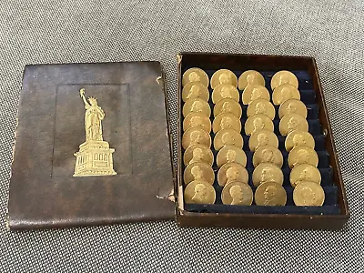 Vintage Bronze Coin Collection Of The First Presidents Of The USA W Box 32 Coins • $1250