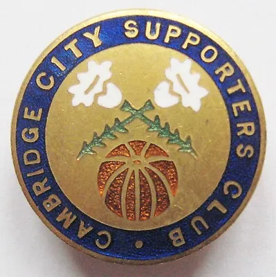 CAMBRIDGE CITY - Superb Vintage SUPPORTERS CLUB Enamel Football Pin Badge • £19.99