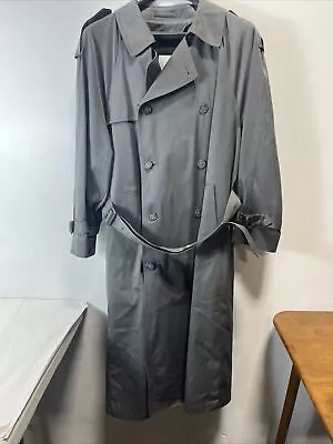 Vintage 90s London Fog Men's Gray Double-Breast Trench Coat With Lining 36 Reg • $40