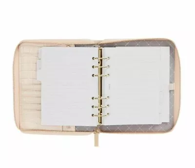 Kikki K A5 A6 Large ALMOND CREAM CROC Textured Leather Planner Book Undate • $49