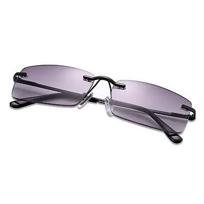 Full Magnified Tinted Sun Reader Rimless Reading Glasses Spring Hinge Sunglasses • $16.05