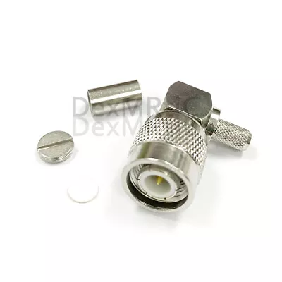 TNC Male Plug Right Angle RF Coax Connector Crimp For RG58 LMR195 Nickel Brass  • $1.28