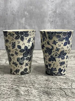 Vintage Societe Ceramique Maastricht Blue Floral Cups (2) Holland • $59.99