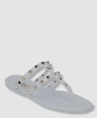 $492 Valentino Women's White Summer Rockstud Jelly Sandals Shoes Size 37/US 7 • £132.60