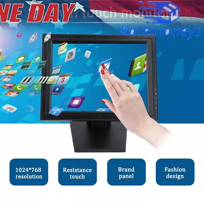 High Res 15  LCD Touch Screen Monitor Kit VGA Stand Touch Screen POS USB 15Inch • $121