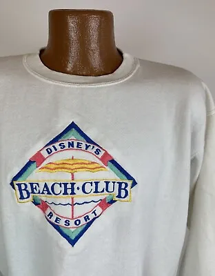 Vintage 80s 90s DISNEY Beach Club Resort Sweatshirt S Embroidered Crewneck USA • $22.49