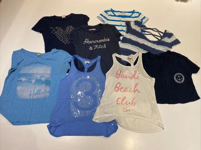 £30 • Buy Bundle Of 8 Abercrombie & Fitch, Hollister & Gilly Hicks T-shirt Tops Vests XS